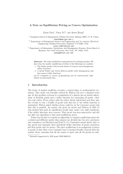 A Note on Equilibrium Pricing as Convex Optimization 1 Introduction