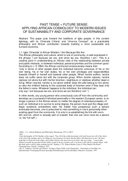 past tense = future sense: applying african cosmology to