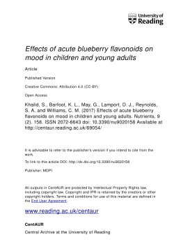 Effects of Acute Blueberry Flavonoids on Mood in Children and