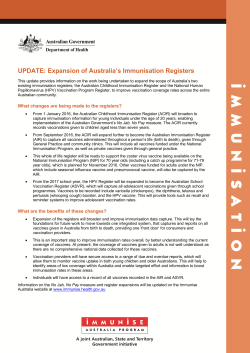 Expansion of Australia`s Immunisation Registers