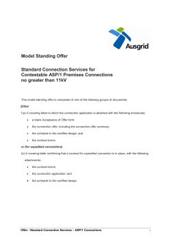 Model Standing Offer Standard Connection Services for