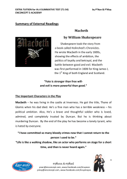 Summary of External Readings Macbeth by William