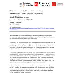 Managing Europe &ndash; What is Germany`s Responsibility?