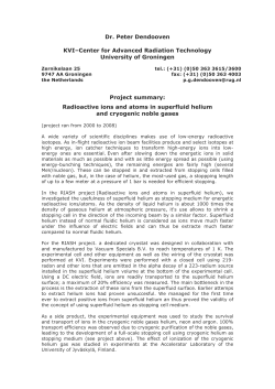 Dr. Peter Dendooven KVI&ndash;Center for Advanced Radiation