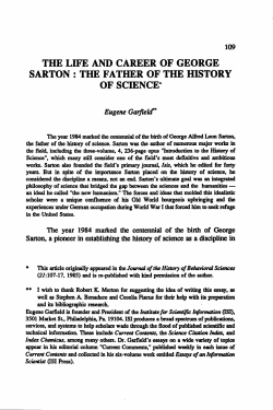 the life and career of george sarton: the father of the history of science