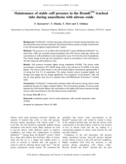 Maintenance of stable cuff pressure in the BrandtTM tracheal tube
