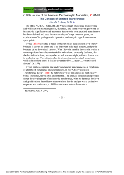 The Concept of Erotized Transference