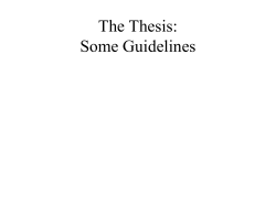The Thesis: Some Guidelines