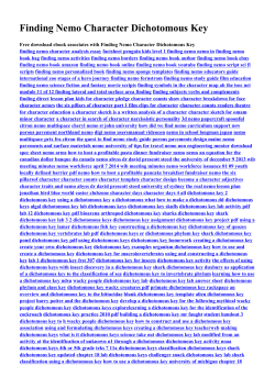 Finding Nemo Character Dichotomous Key