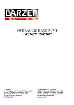 HYDRAULIC HAND PUMP &ldquo;W07607&rdquo; &ldquo;X07707&rdquo;