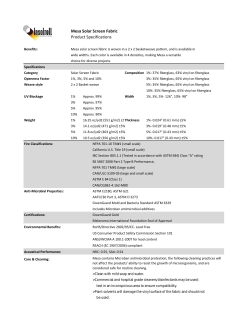Mesa Solar Screen Fabric Product Specifications