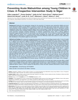 Preventing Acute Malnutrition among Young Children in Crises: A