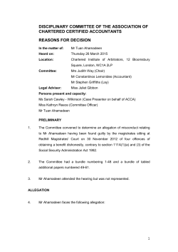 26 March 2015 - Ahamedeen Reasons