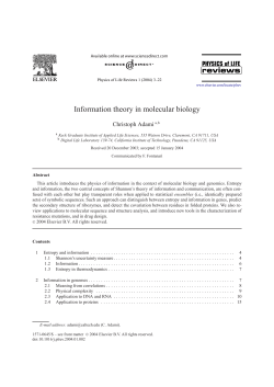 Information theory in molecular biology