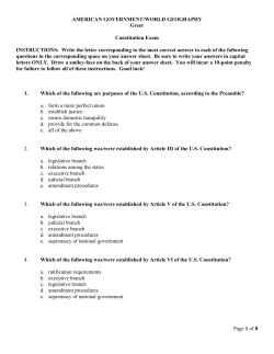 AM GOVT Constitution Exam