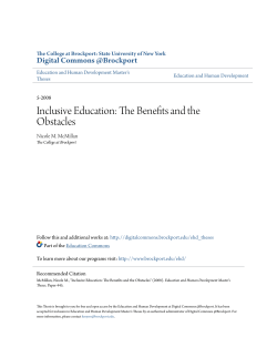 Inclusive Education: The Benefits and the Obstacles