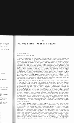 The Only Man Infinity Fears - Digital Commons @ Butler University