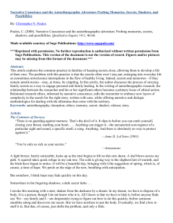 Narrative Conscience and the Autoethnographic