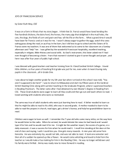 Joys of Franciscan Service - Cardinal Stritch University