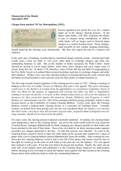 Manuscript of the Month September 2015 Cheque form marked `M