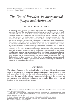 The Use of Precedent by International Judges