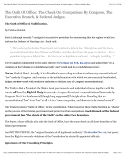 The Oath Of Office: The Check On Usurpations By Congress, The