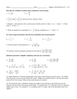 Name Date Algebra 2 PreAP Review 9.1