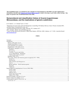 Nomenclatural and classification history of Acacia