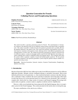 Question Generation for French: Collating Parsers and