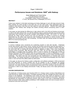 Performance Issues and Solutions: SAS with Hadoop