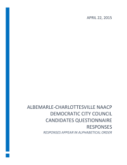 NAACP Candidate Forum 2015 Questionnaire responses