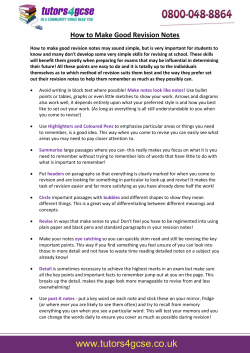 How to Make Good Revision Notes