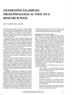 generating examples: from pedagogical tool to a research tool