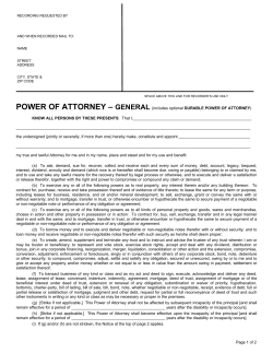 POWER OF ATTORNEY &ndash; GENERAL (includes optional DURABLE
