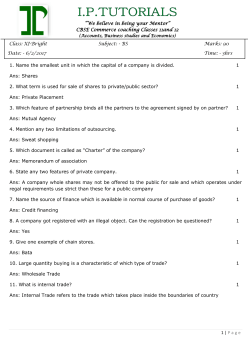 1 | Page 1. Name the smallest unit in which the capital of a company