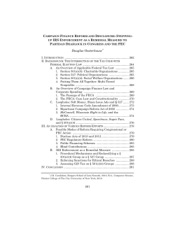 Campaign Finance Reform and Disclosure