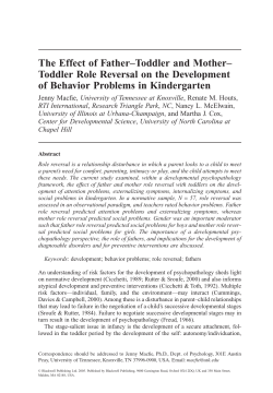 The Effect of Father–Toddler and Mother– Toddler Role Reversal on