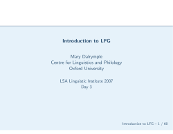 Introduction to LFG - University of Essex