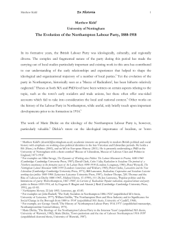 The Evolution of the Northampton Labour Party, 1888-1918