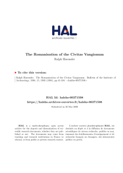 The Romanisation of the Civitas Vangionum - Hal-SHS