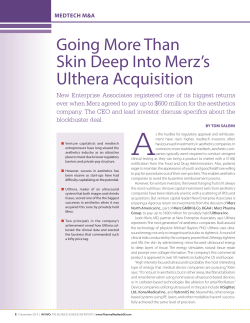 Going More Than Skin Deep Into Merz`s Ulthera Acquisition IN VIVO