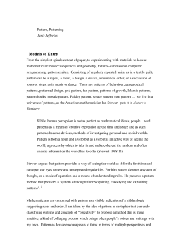 Pattern, Patterning Janis Jefferies Models of Entry From the simplest