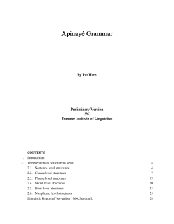 Apinay&eacute; Grammar - SIL International