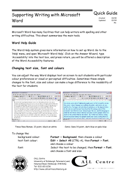 Microsoft Word 2003 Tools to Support Literacy