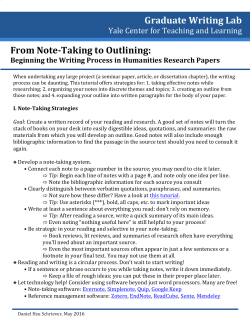 From Note-Taking to Outlining - Yale Center for Teaching and