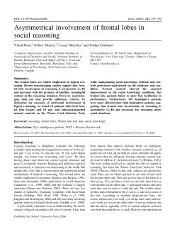 Asymmetrical involvement of frontal lobes in social reasoning