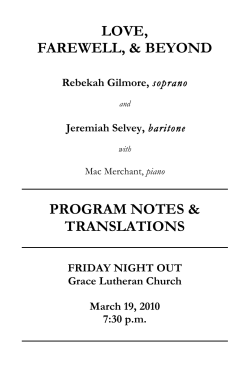 Program Notes, Texts, and Translations