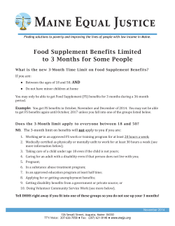 3 Month Limit for Food Supplement Benefits