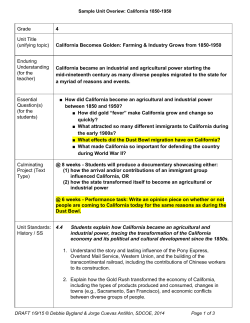 Grade 4 Unit Title (unifying topic) California Becomes Golden