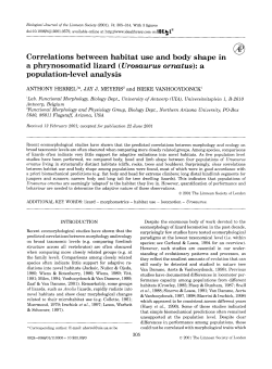 Correlations between habitat use and body shape in a